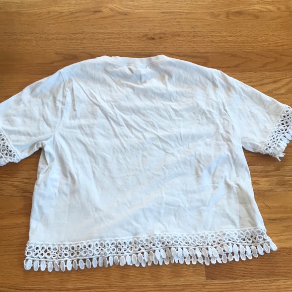 Lace Accented White Tee - Picture 2 of 4